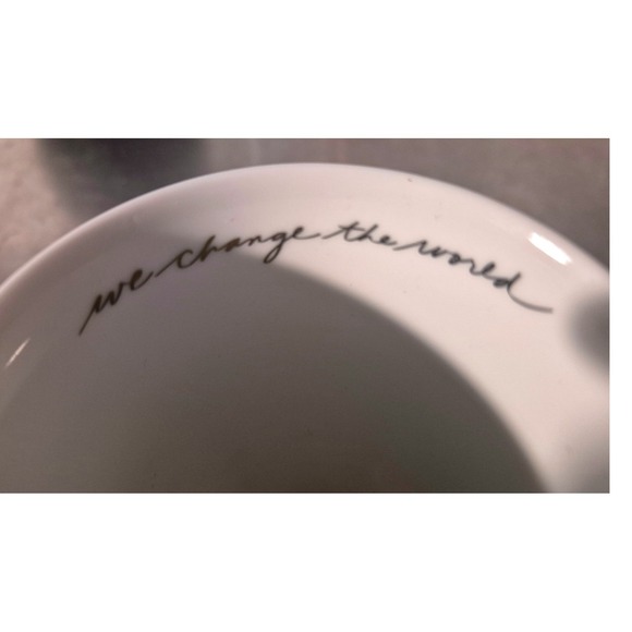 Me to We Mug White Pink Heart Pattern Tall Latte Cup We Change the World - Picture 4 of 7